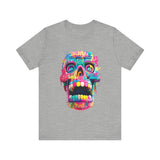 Neon Graffiti Mayan Skull Cartoon Style Unisex T-Shirt