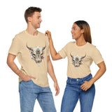 Sacred Floral Cow Skull Mandala Illustration Unisex T-Shirt