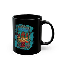 Glitter Serape Cactus on Leopard Burst Illustration Black Mug