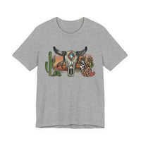 Sunset Desert Scene with Aztec Tribal Skull Unisex T-Shirt