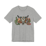 Sunset Desert Scene with Aztec Tribal Skull Unisex T-Shirt