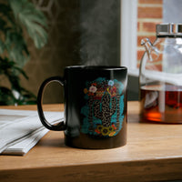 Wild Desert Bloom Cactus Illustration Black Mug