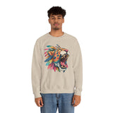 Comic Style Jaguar Mask with Rainbow Feathers Unisex Sweatshirt