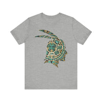 A Turquoise and Gold Mayan Warrior Face Unisex T-Shirt