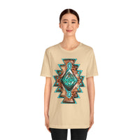 Turquoise Western Aztec Gem Illustration Unisex T-Shirt