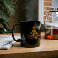 Tribal Volcano Spiral Smoke Glyph Style Black Mug