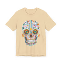 Neon Circuit Aztec Skull Cartoon Style Unisex T-Shirt