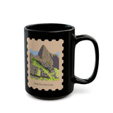 Stamp Machu Picchu Peru Black Mug