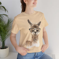Cute Alpaca With Glasses Watercolor Illustration Unisex T-Shirt