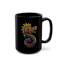 Aztec Serpent God Quetzalcoatl Modern Tribal Style Black Mug