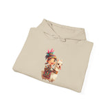 Playful Inca Girl and Llama Cartoon Unisex Hoodie