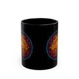 Neon Aztec Calendar Black Mug