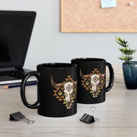 Tribal Bull Skull Earth Symbol Illustration Black Mug
