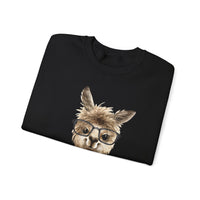 Cute Alpaca With Glasses Watercolor Illustration Unisex Sweatshirt