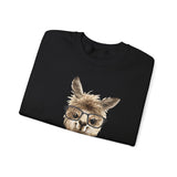 Cute Alpaca With Glasses Watercolor Illustration Unisex Sweatshirt