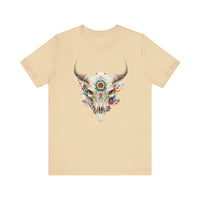 Sacred Floral Cow Skull Mandala Illustration Unisex T-Shirt