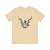 Sacred Floral Cow Skull Mandala Illustration Unisex T-Shirt
