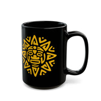 Mesoamerican Sun Face Black Mug