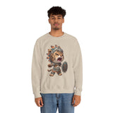 Fierce Chibi Jaguar Warrior Mayan Style Unisex Sweatshirt