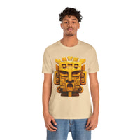Golden Warrior Mask Andean Glyph Style Unisex T-Shirt