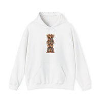 Stacked Tribal Totem Symbols Geometric Faces Unisex Hoodie