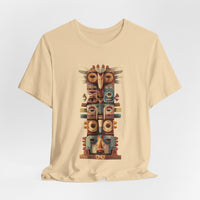 Stacked Tribal Totem Symbols Geometric Faces Unisex T-Shirt