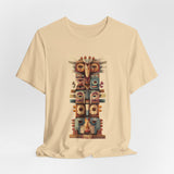 Stacked Tribal Totem Symbols Geometric Faces Unisex T-Shirt