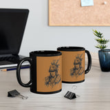 Jaguar Warrior Ink Portrait Black Mug