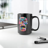 Neon Graffiti Mayan Skull Cartoon Style Black Mug