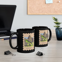 Stamp Machu Picchu Peru Black Mug