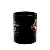 Cyber Aztec Skull Cartoon Style Black Mug