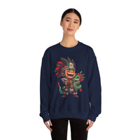 Chibi Aztec Warrior with Baby Quetzalcoatl Serpent Unisex Sweatshirt