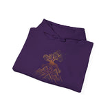 Tribal Volcano with Smoke Spirals Glyph Style Unisex Hoodie