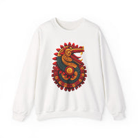 Quetzalcoatl Feathered Sun Serpent Glyph Style Unisex Sweatshirt