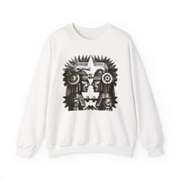 Mirrored Aztec Warriors in Glyph Style Unisex Sweatshirt