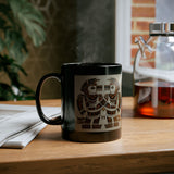 Twin Tribal Harmony Glyph Symmetrical Design Black Mug