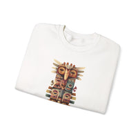 Stacked Tribal Totem Symbols Geometric Faces Unisex Sweatshirt