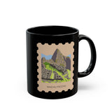 Stamp Machu Picchu Peru Black Mug