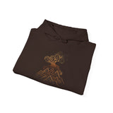 Tribal Volcano with Smoke Spirals Glyph Style Unisex Hoodie