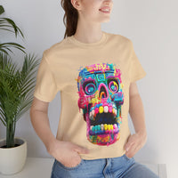 Neon Graffiti Mayan Skull Cartoon Style Unisex T-Shirt