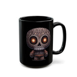 Tribal Glow Chibi Aztec Skull Black Mug
