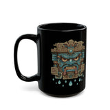 Tlaloc Rain God Stone Face Glyph Black Mug