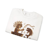 Pre-Hispanic Fisherman with Symbolic Fish Glyph Style Unisex Sweatshirt