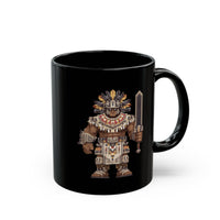 8-Bit Aztec Warrior Pixel Art Style Black Mug