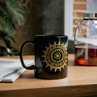 Aztec Mayan Totem Sun Symbol Black Mug