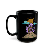 Eye of the Sun Pyramid Illustration Black Mug