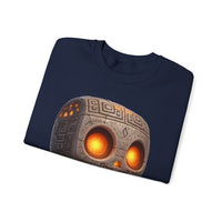 Glow-Eyed Tribal Stone Skull Unisex Sweatshirt