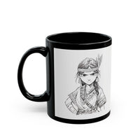 Inca Warrior Girl Fierce Heritage Ink Art Black Mug