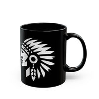 Tribal Warrior Headdress Emblem Illustration Black Mug