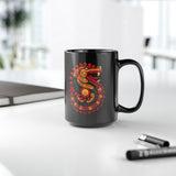 Quetzalcoatl Feathered Sun Serpent Glyph Style Black Mug